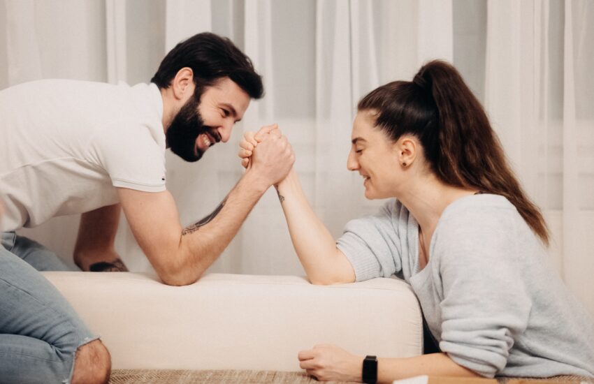Couple playing