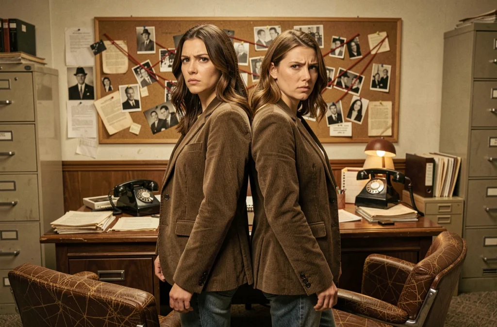 Deux femmes jouant les détectives dans la salle escape game rétro de Get Out
