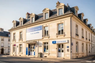 Façade d'un bâtiment administratif de santé en région